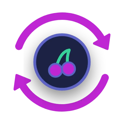 Free spins icon: cherry symbol inside circling arrows
