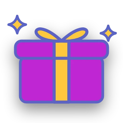 Welcome bonus icon: gift box with a gold ribbon